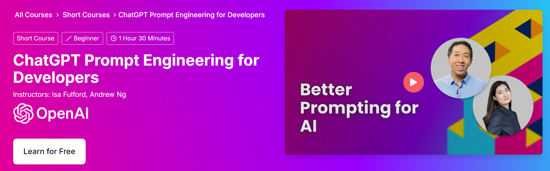 ChatGPT Prompt Engineering for Developers
