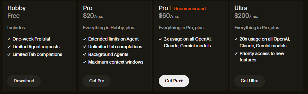 خطط تسعير Cursor