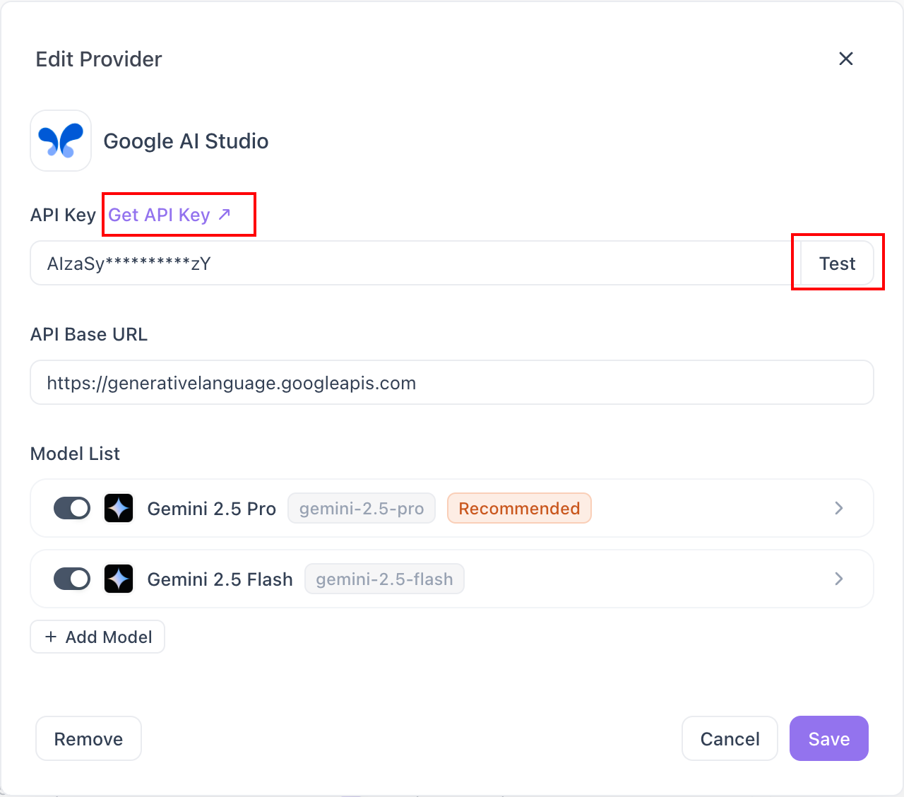 model provider configuring details