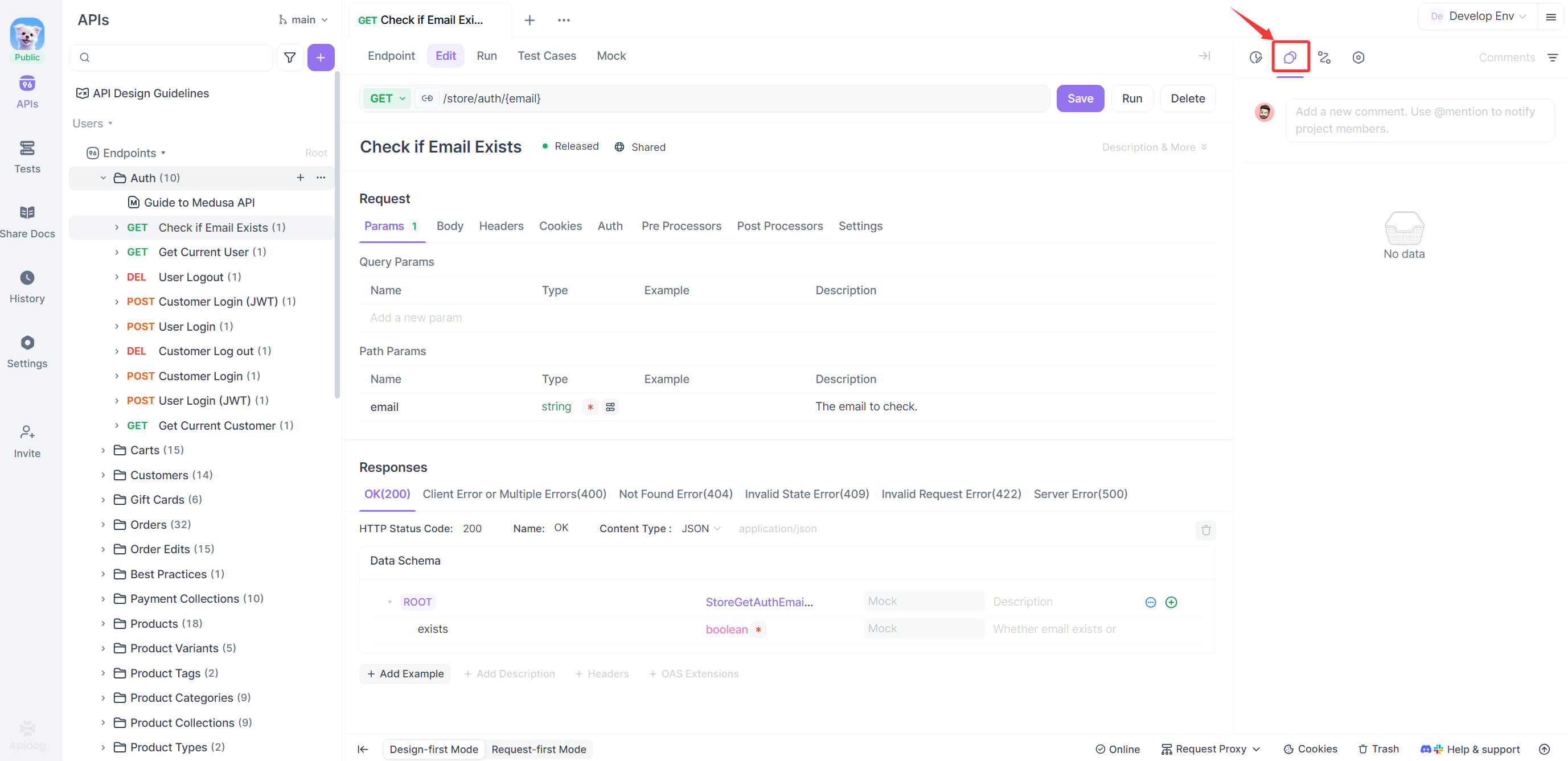 Apidogでコメントを作成する