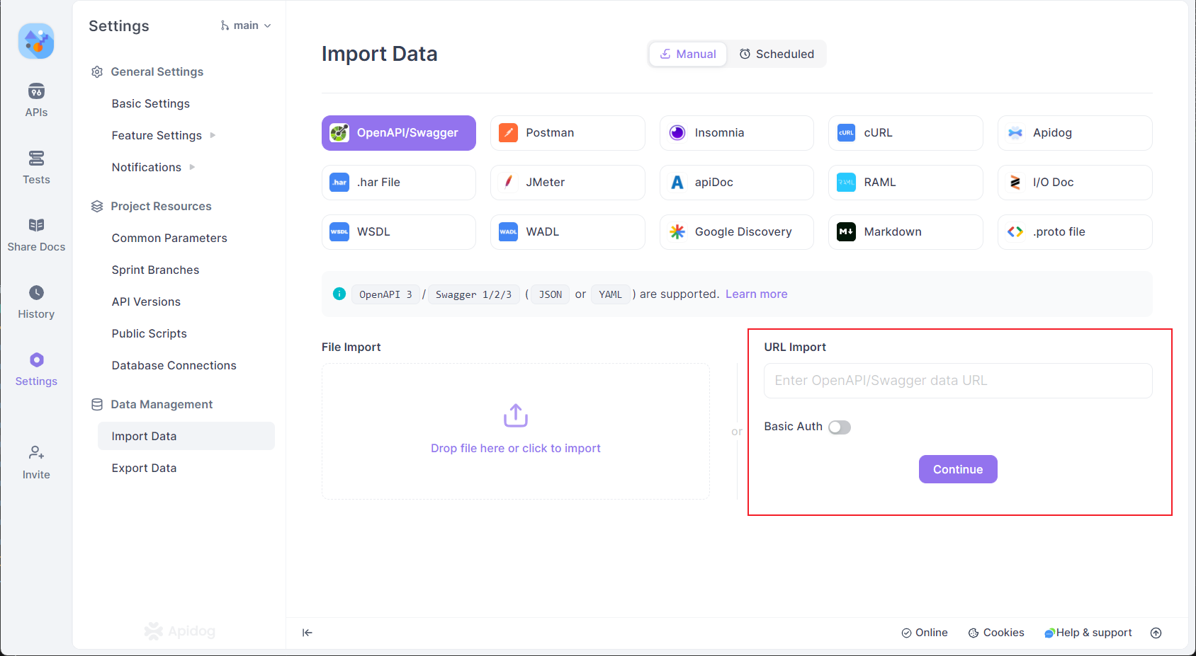 import openapi spec in Apidog