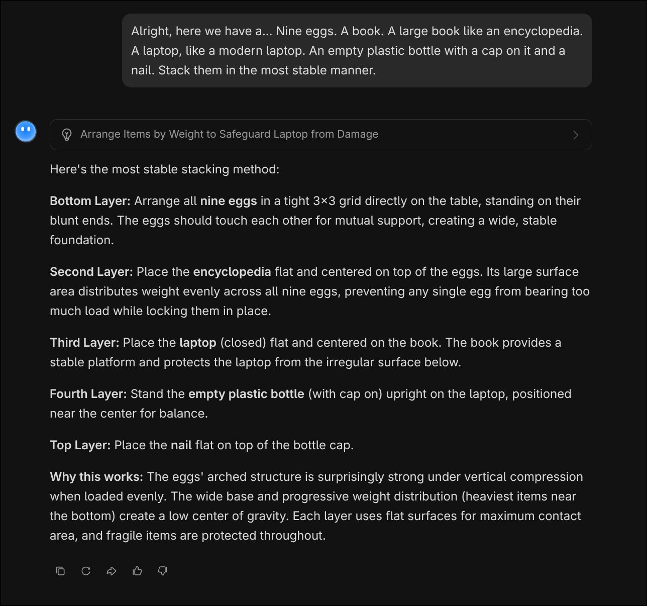 kimi k2 thinking answering a trick question