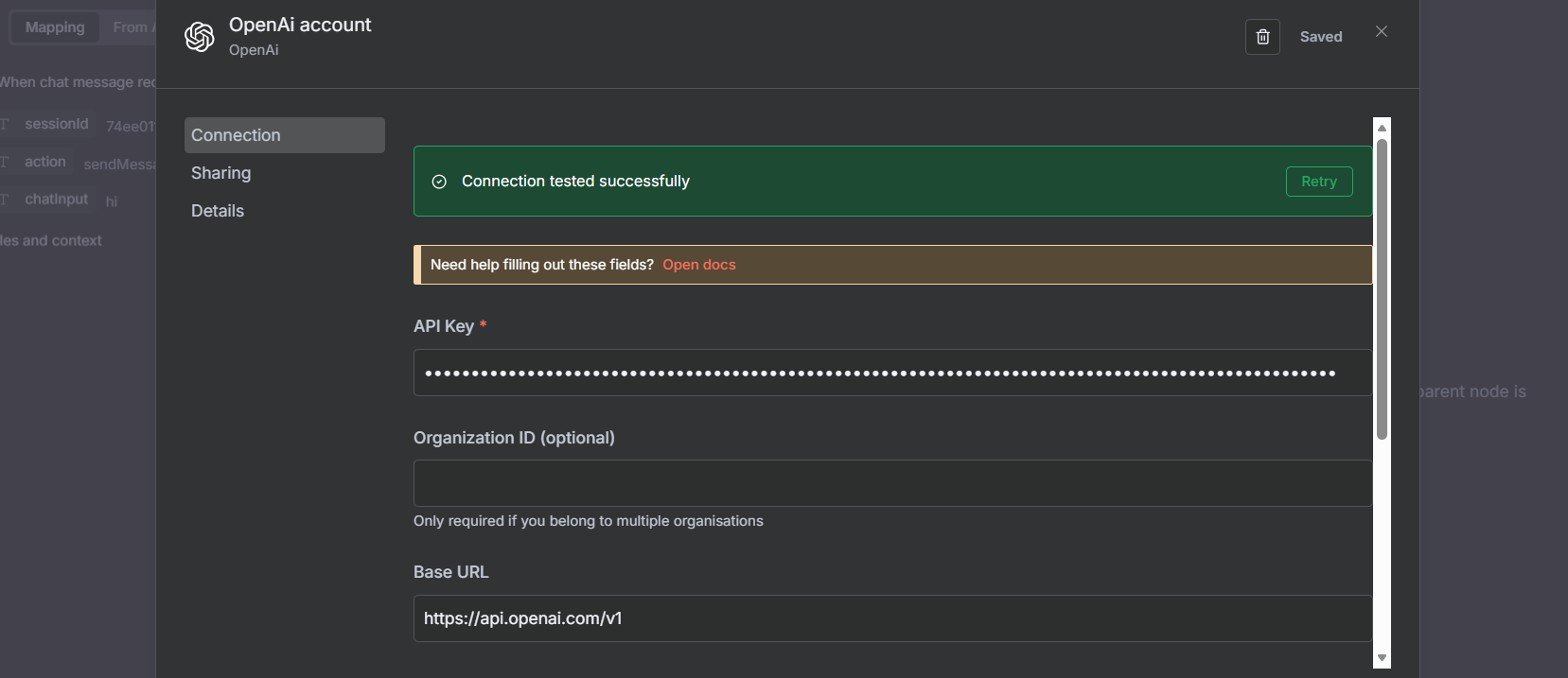 configure openai in n8n