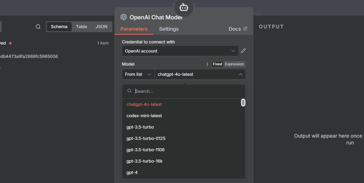 select a custom ai model in n8n
