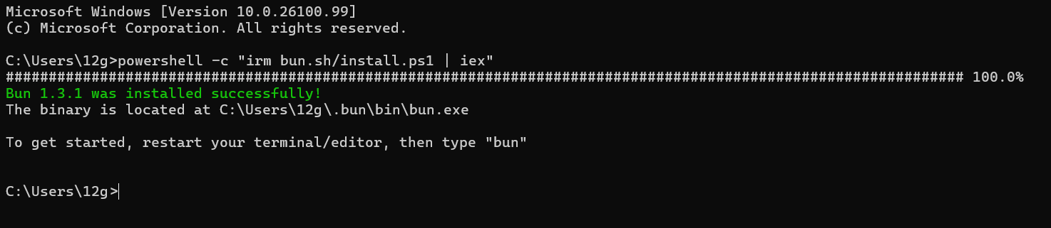 install bun on windows