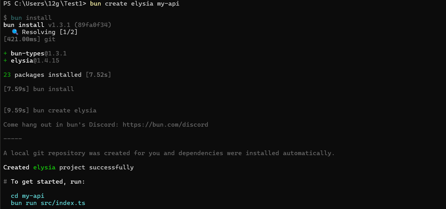 use bun to creat an elysia project