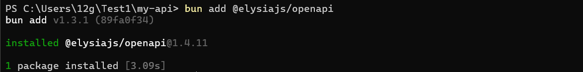 install openapi in elysia with bun
