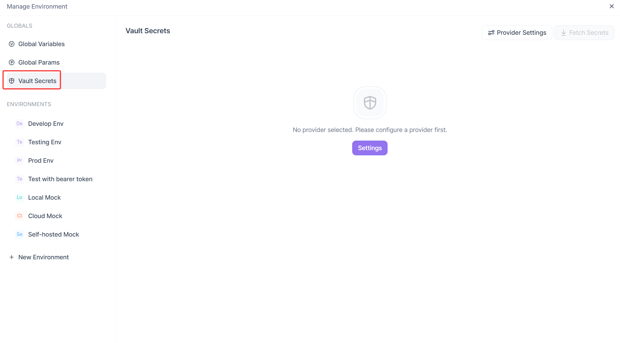 vault secrets in Apidog