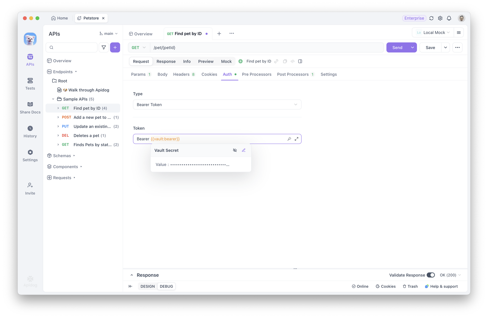 use vault secrets in requests