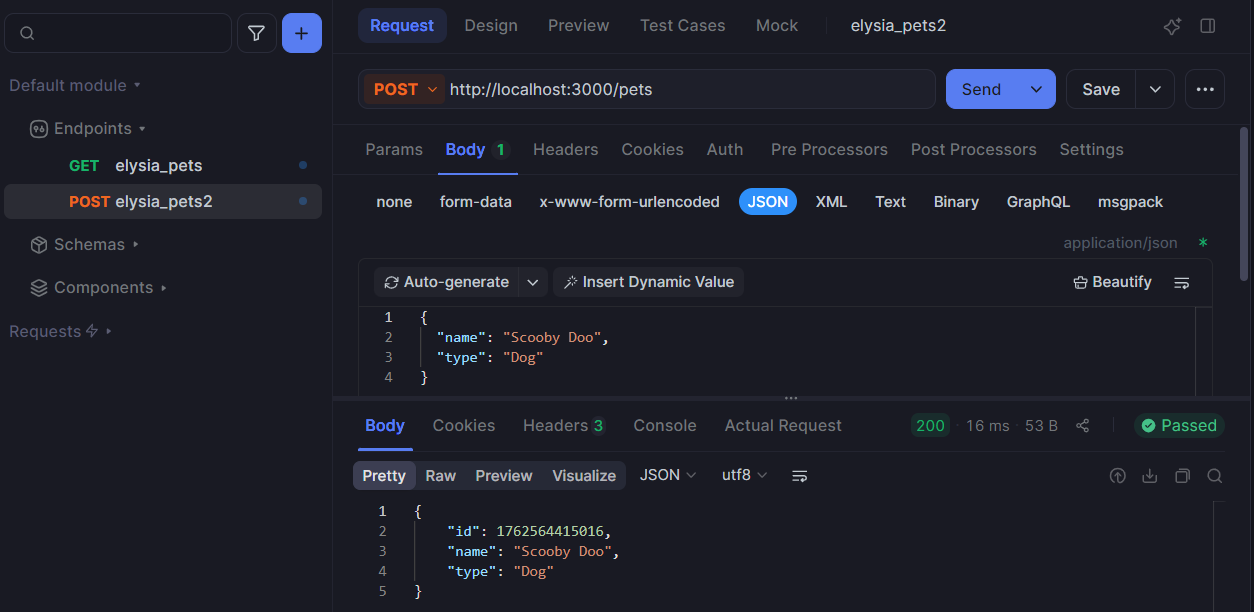 testing elysiajs post requests in apidog