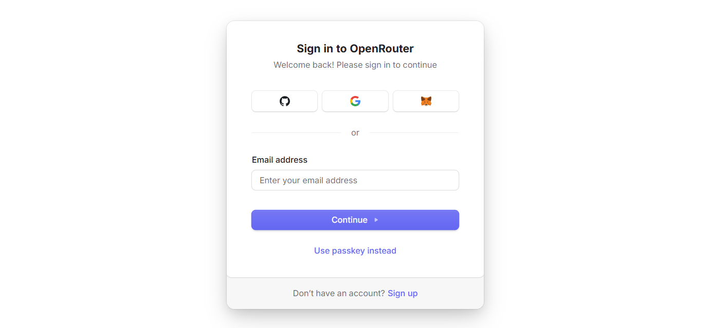 create an account with openrouter