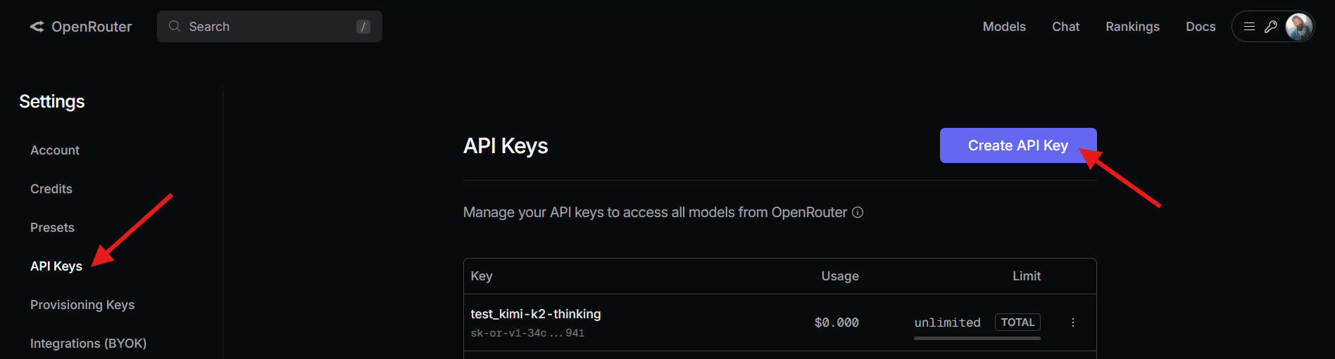 create an openrouter api key