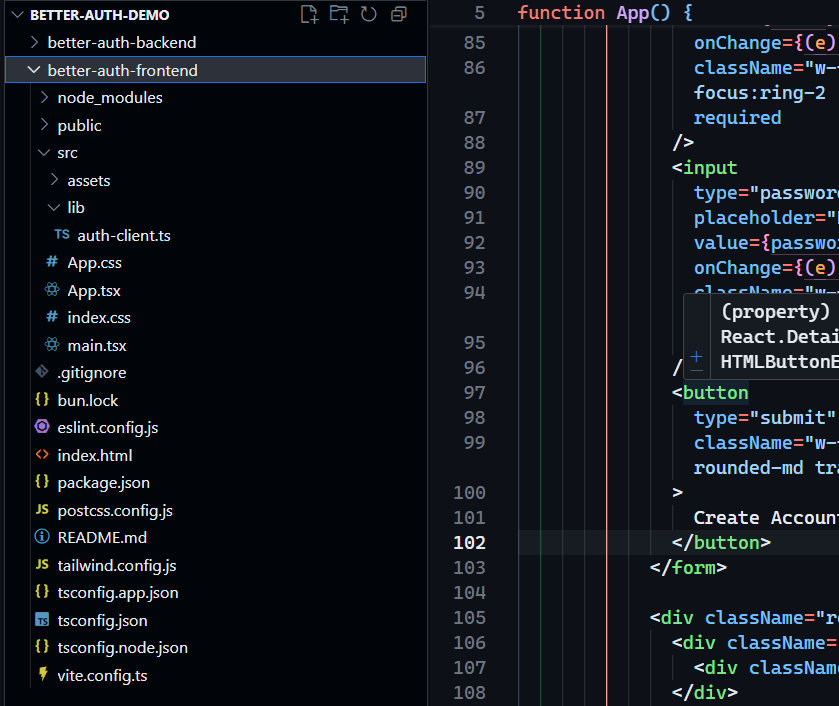 frontend app project structure