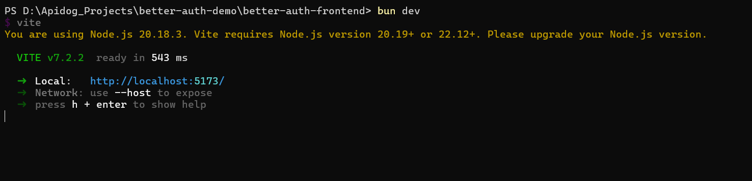 run better auth frontend app