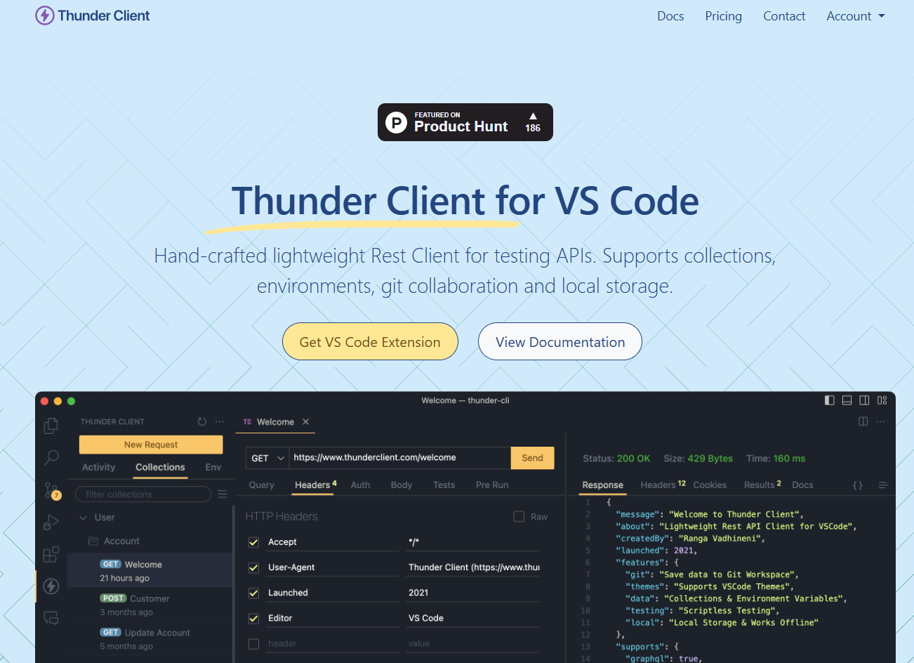 Thunder Clientインターフェースのスクリーンショット
