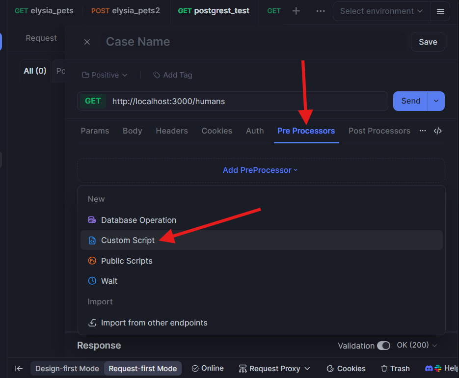 creating a custom test script in Apidog