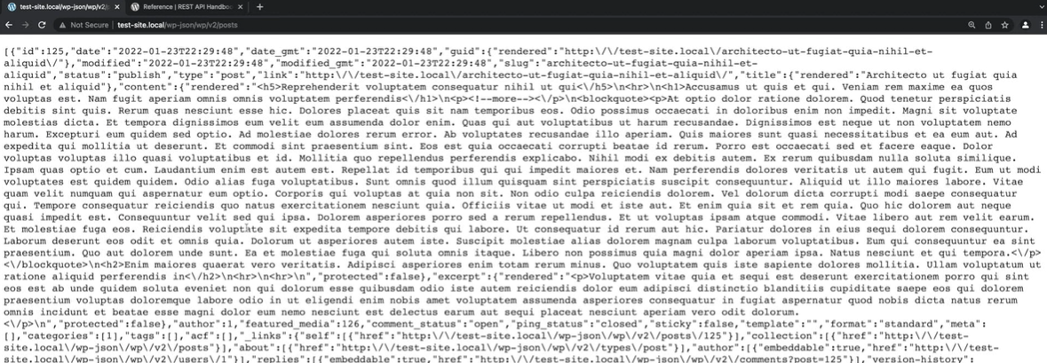 using the browser to test wordpress api endpoints