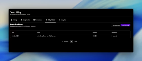 Prime Intellectの料金ダッシュボード
