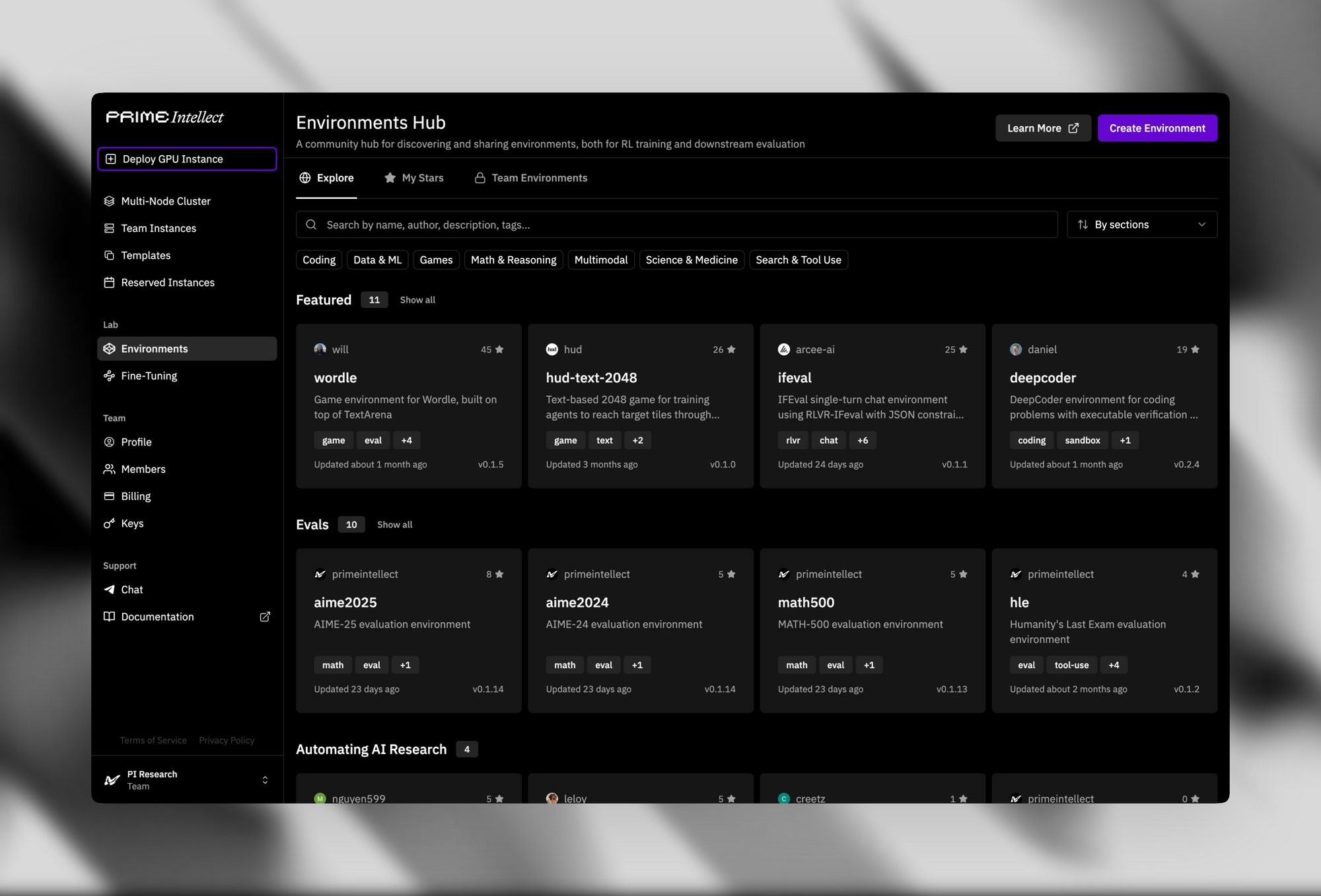 検証者＆環境ハブのダッシュボード