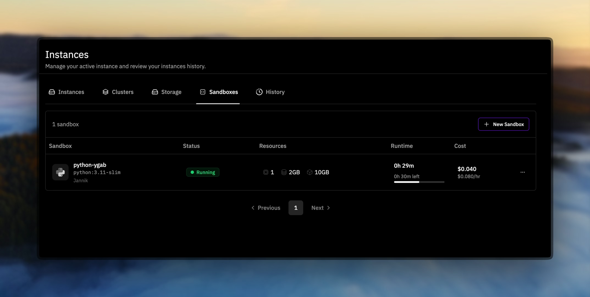 Prime Sandboxesのインターフェース