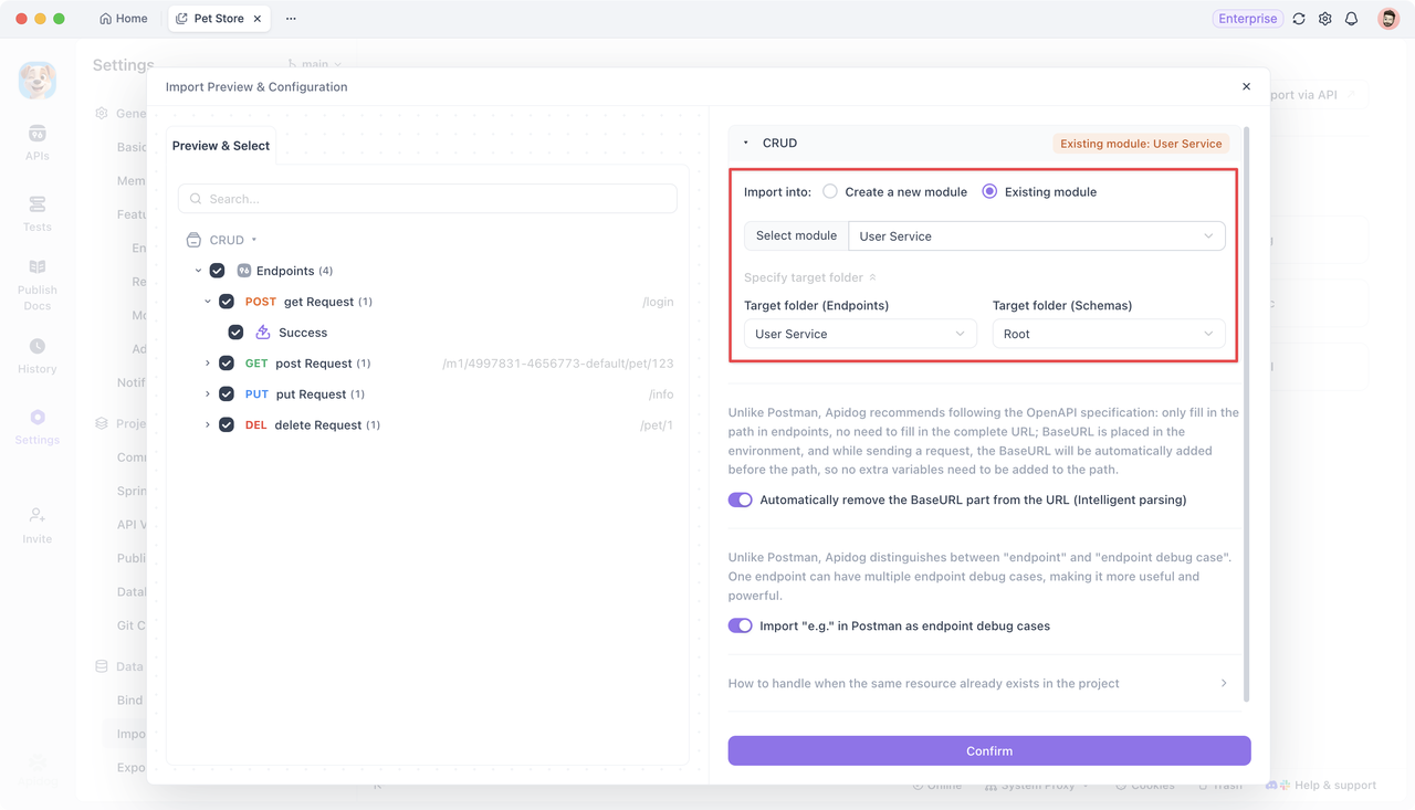 importing Postman collections to Apidog