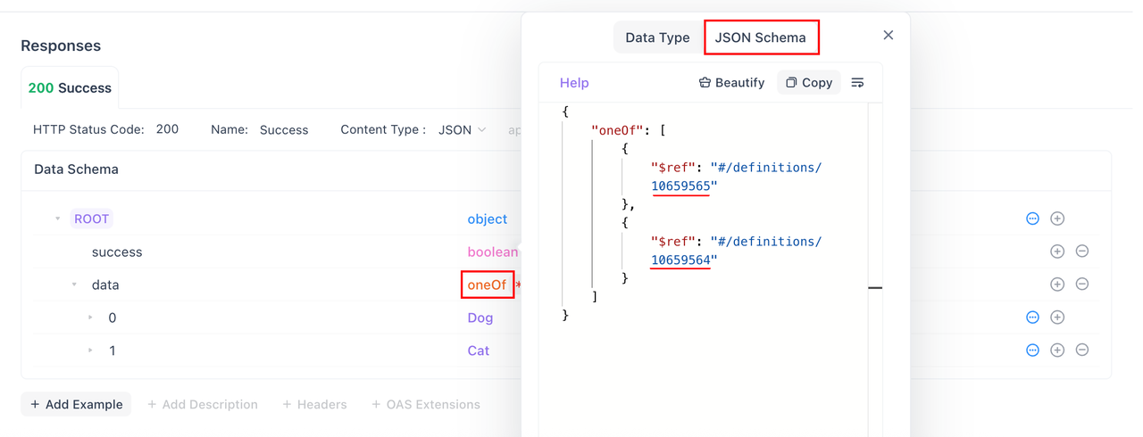 JSON Schema editor in Apidog