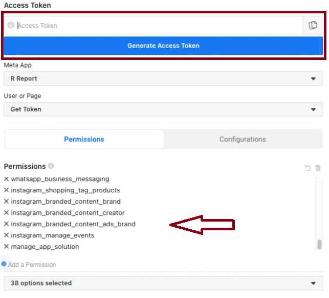 create access token and add necessary permissions