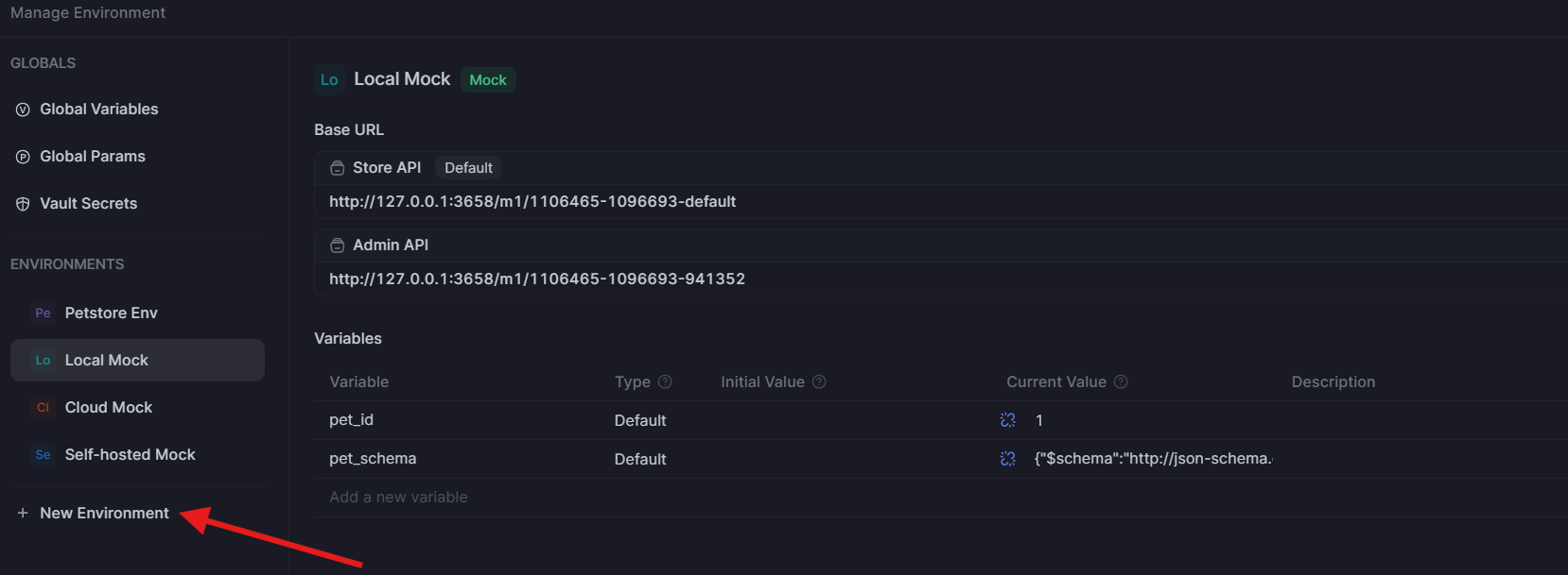 configure a new environment in apidog