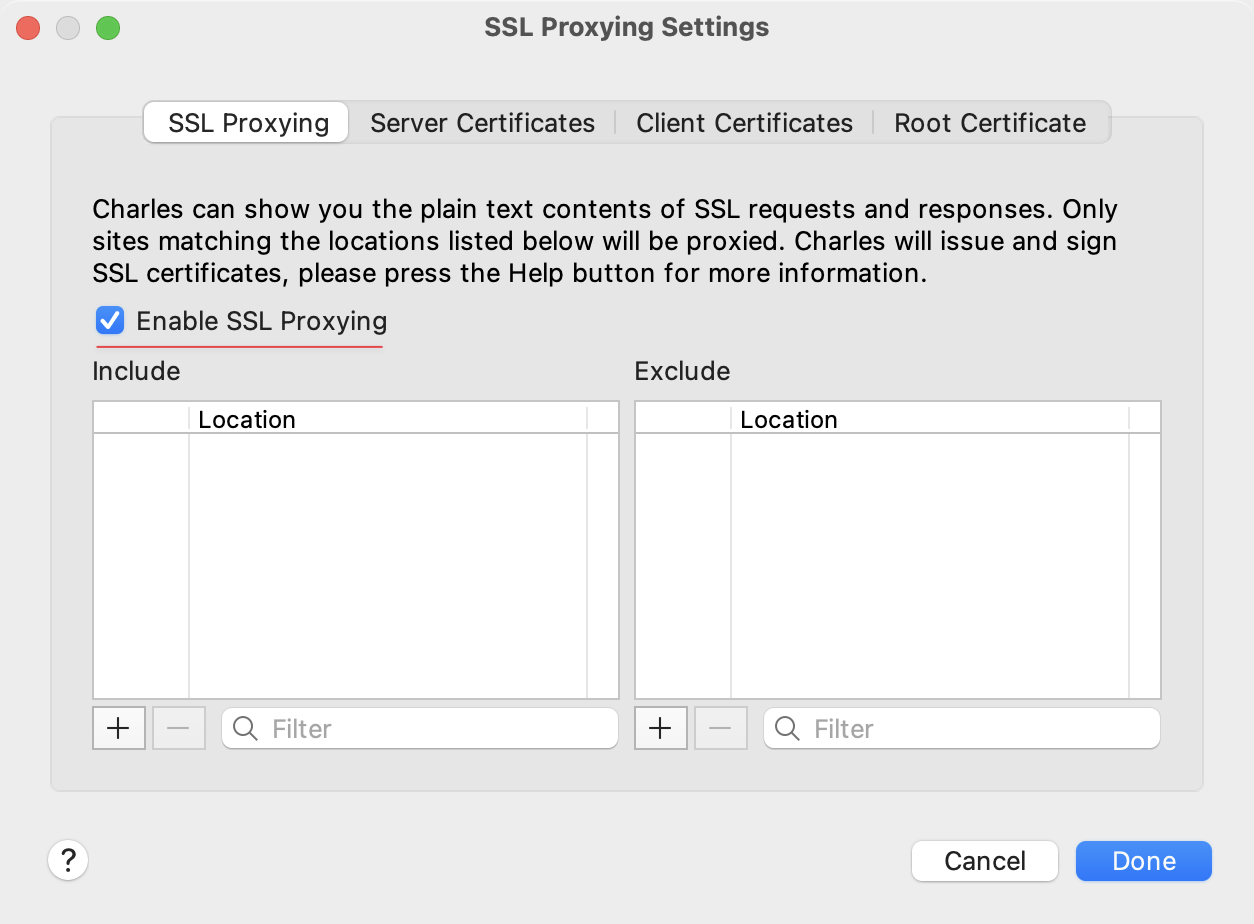 enabling SSL proxying