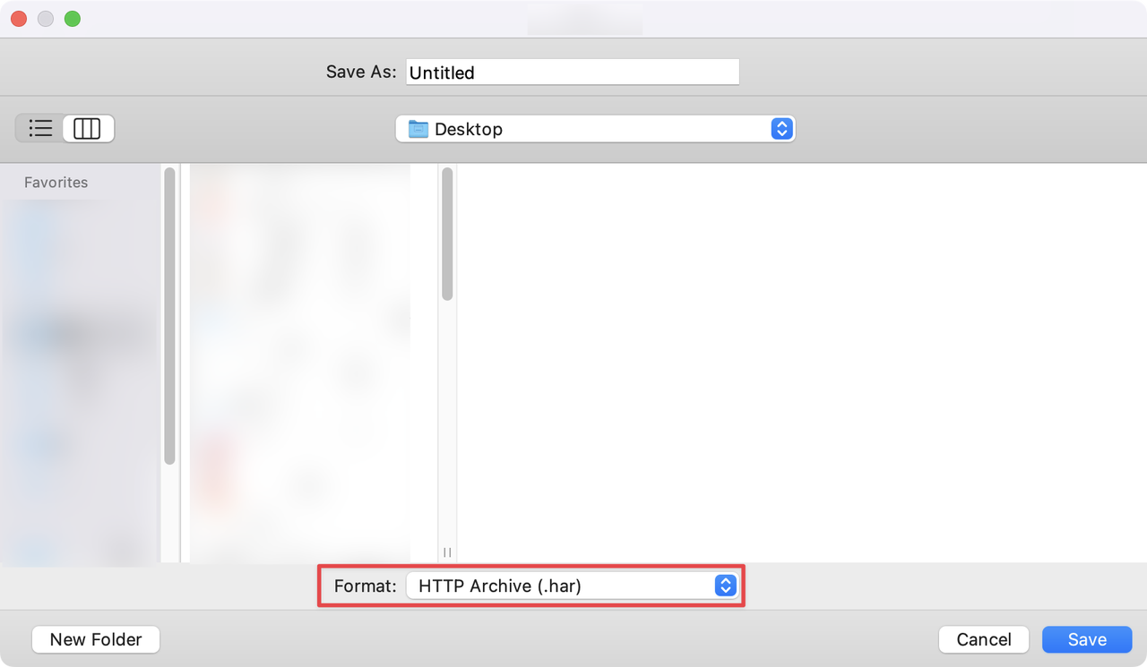 exporting HTTP Archive file