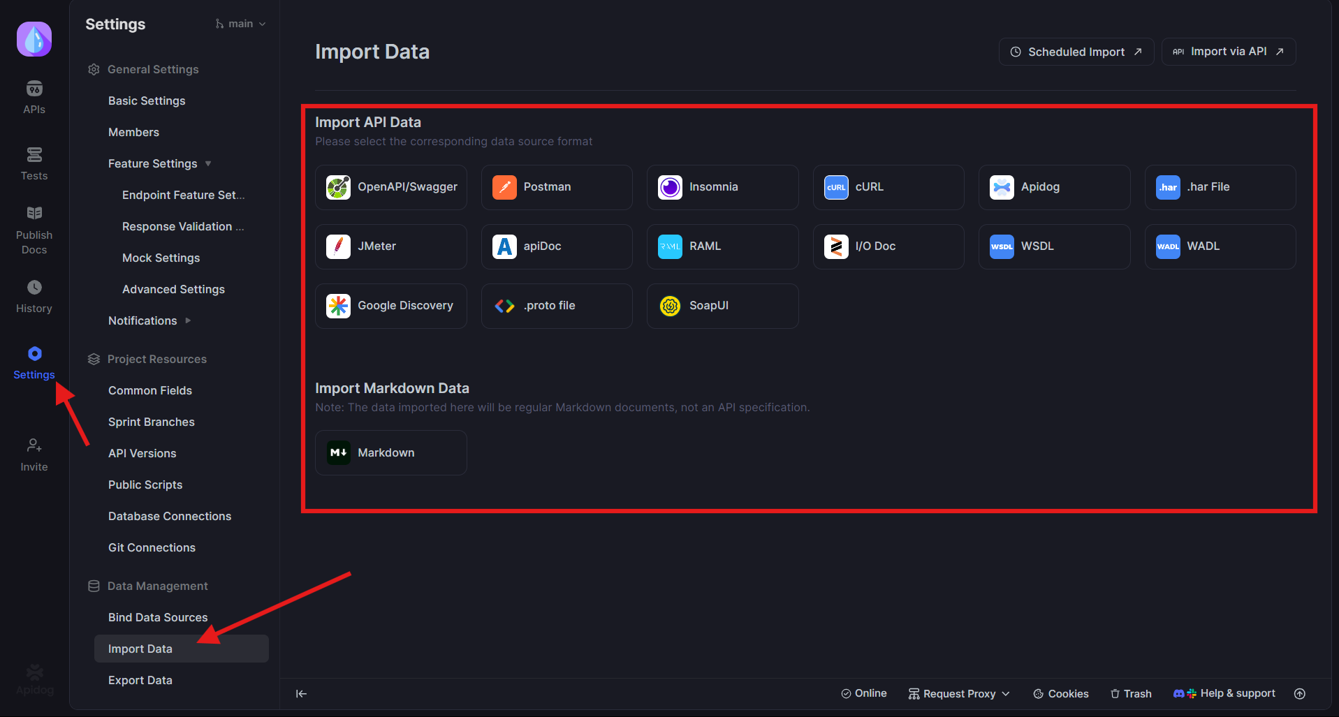 import data