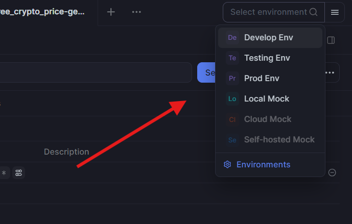 select an environment