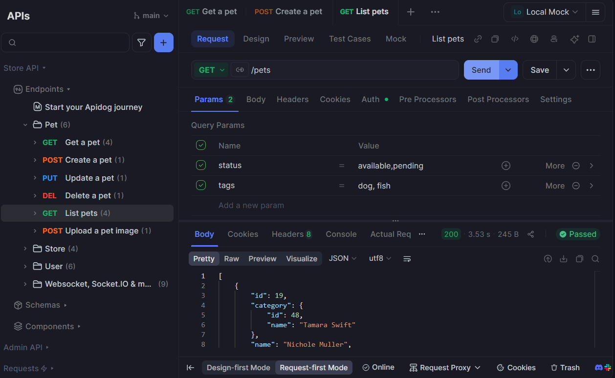 ApidogでのAPIエンドポイントのテスト
