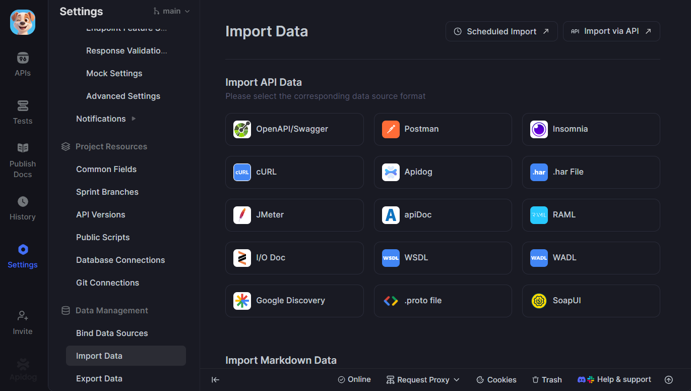 import custom api spec into apidog