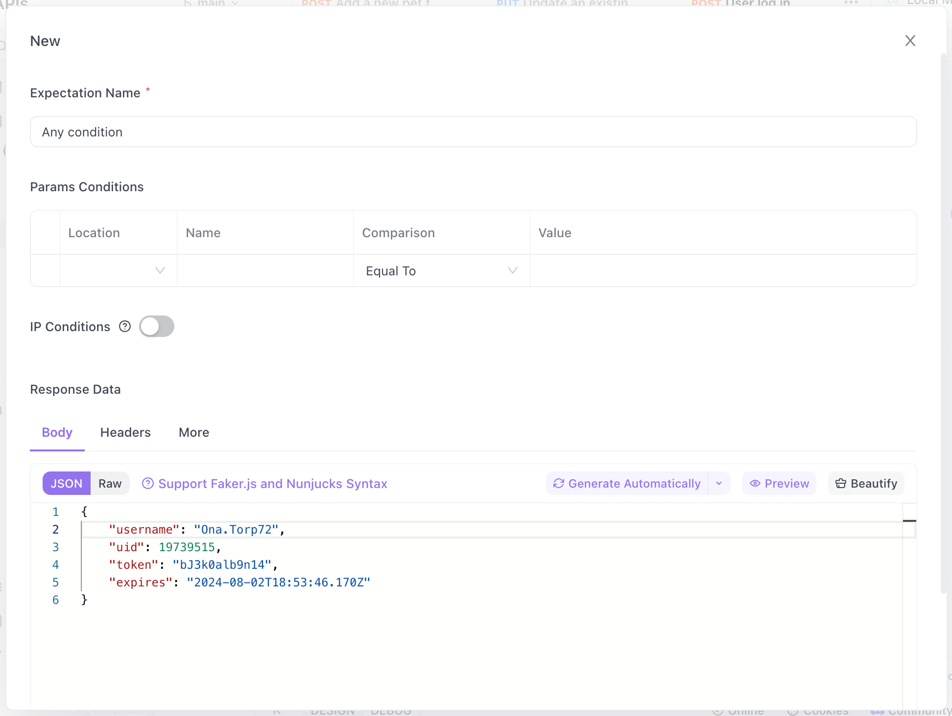 setting up custom mock