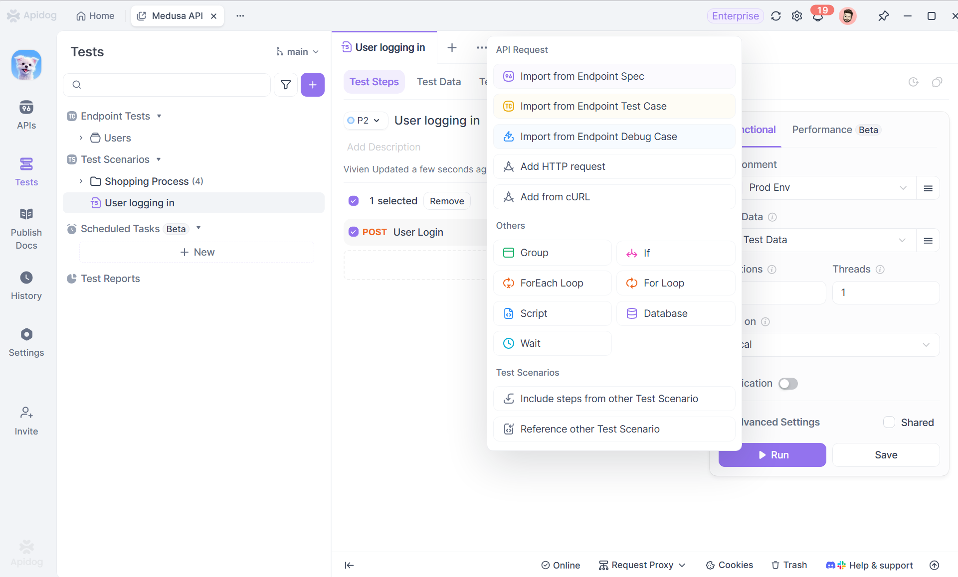 adding a new test step