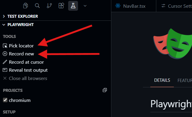 use playwright vs code extension