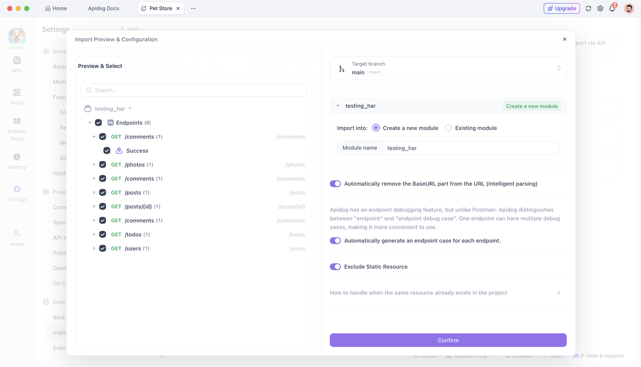 import preview panel