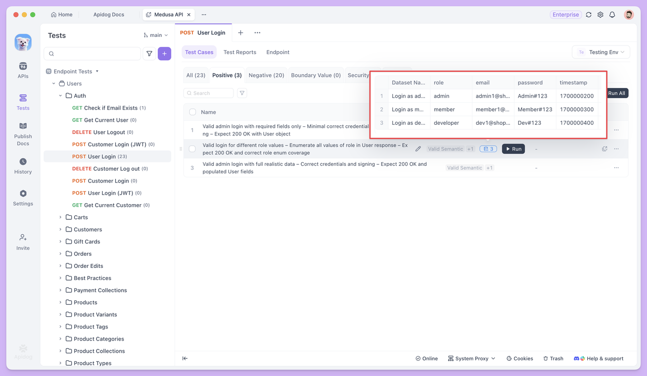 API test cases generated by AI