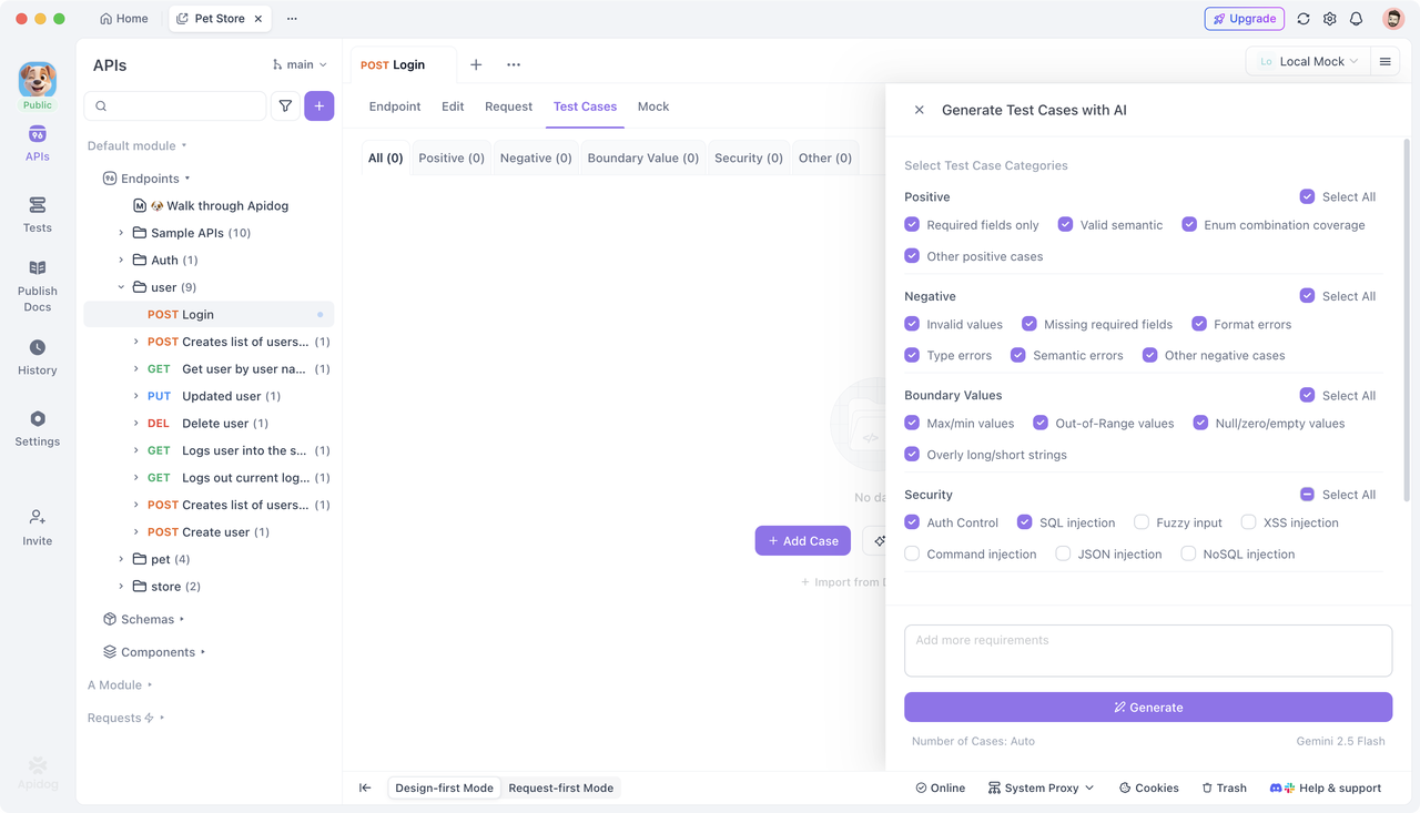 API Test Case Generation in Apidog