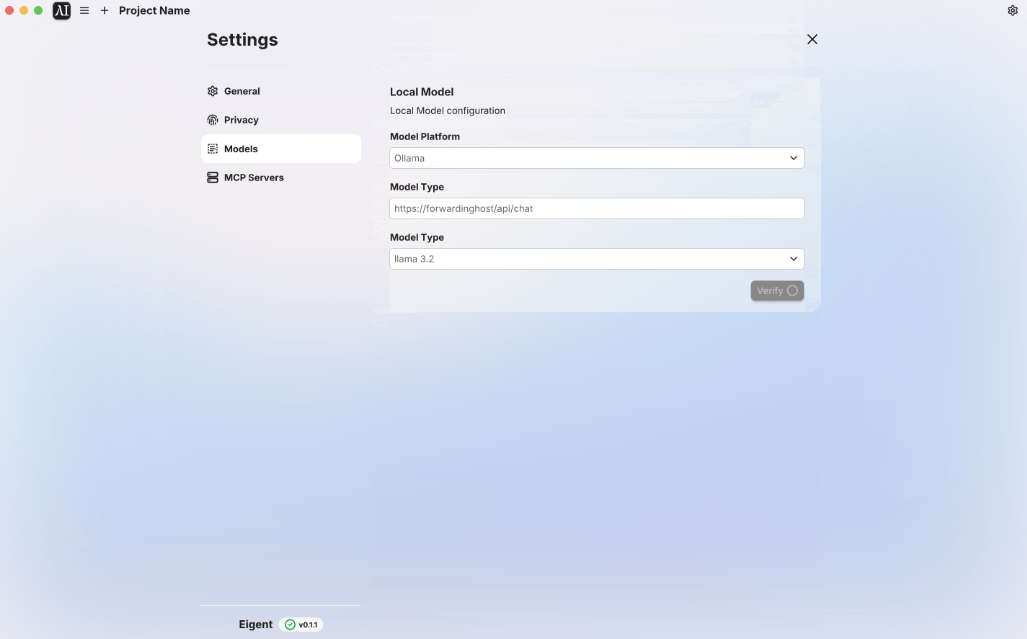 choosing models in eigent