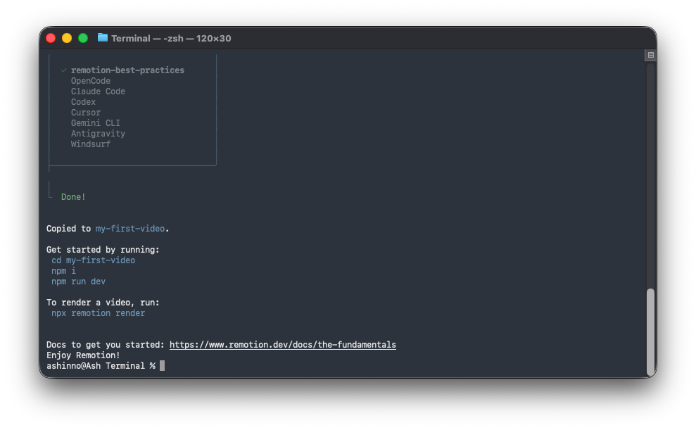 CLIコマンドの出力例