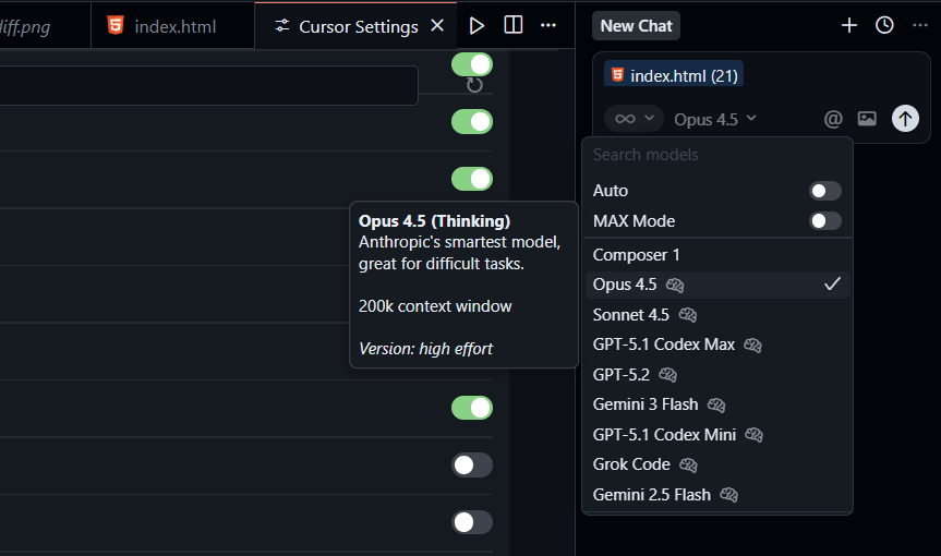 use the opus 4.5 model in cursor