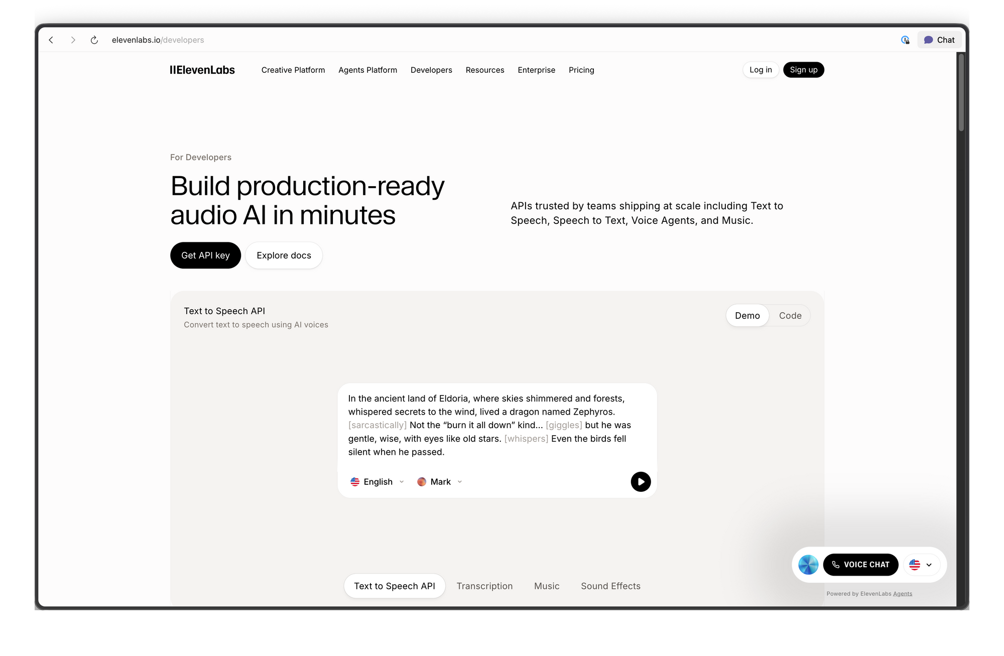 ElevenLabs API official website