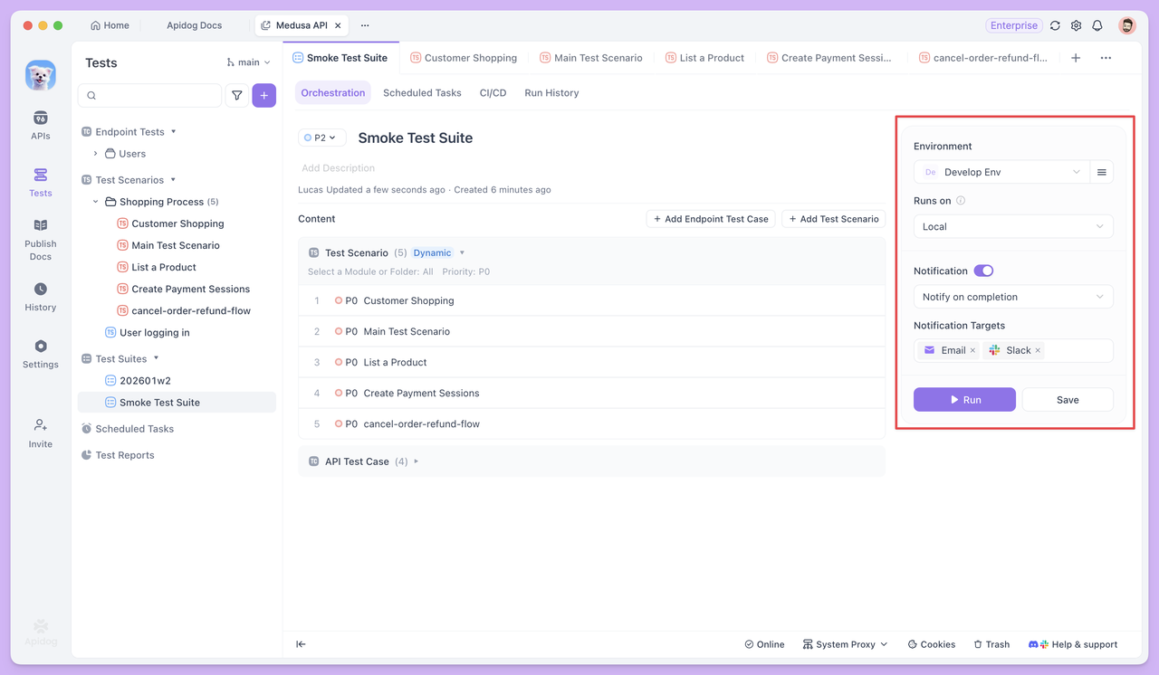 run test suites locally