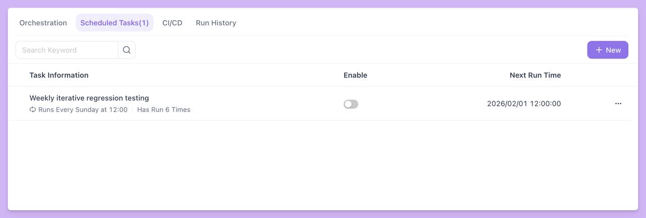 running scheduled tasks for test suites