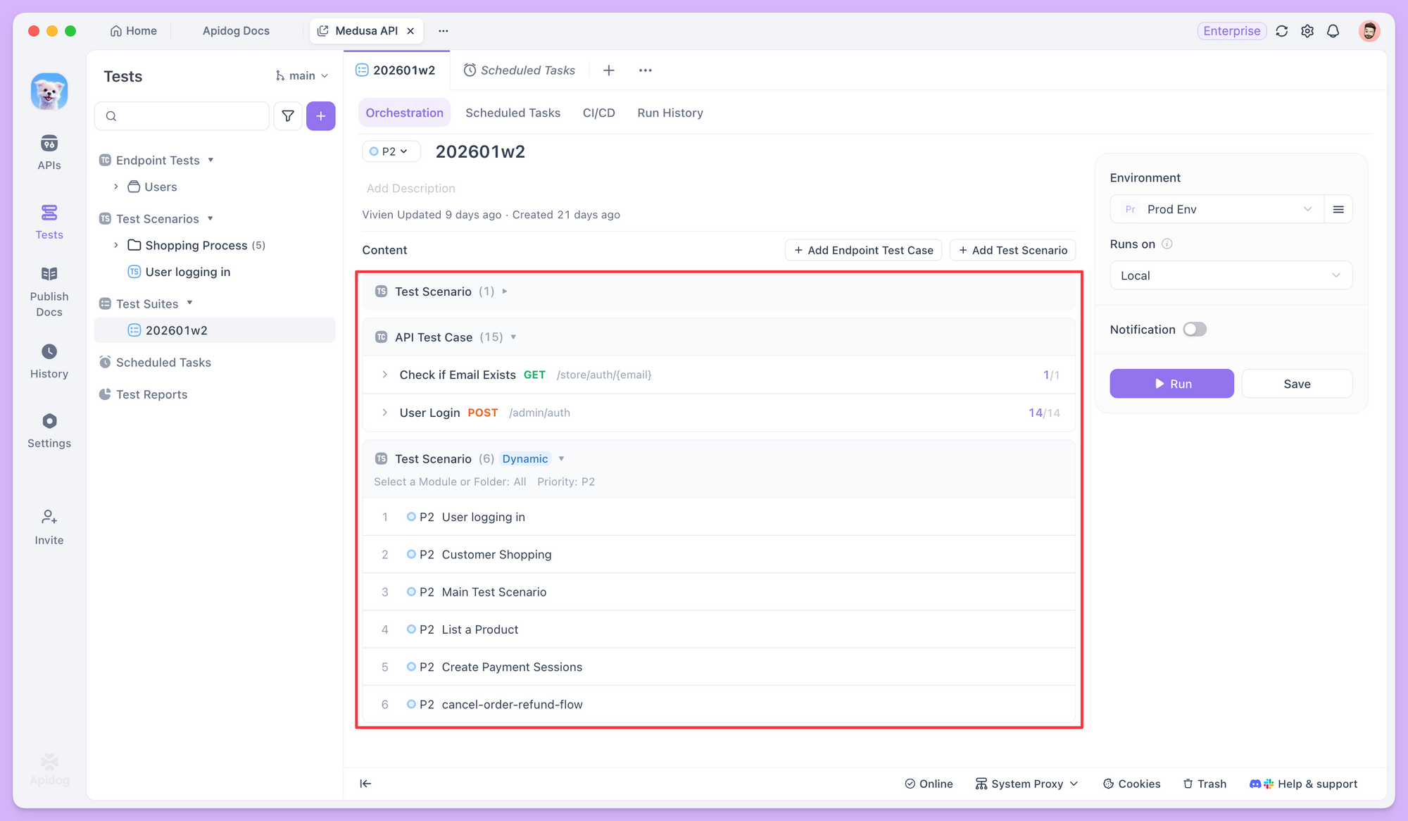 test suites in Apidog