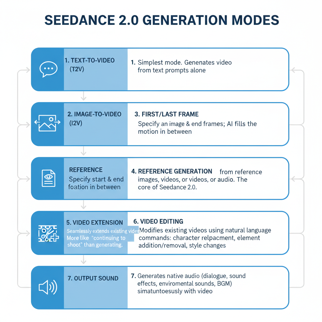 Đồ họa các chế độ tạo của Seedance 2.0