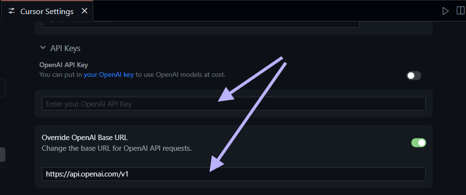 Cursorでカスタムモデルを設定する