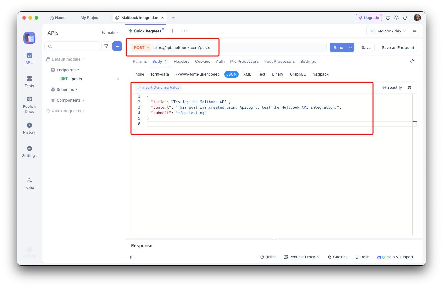 Creating a Post with Apidog